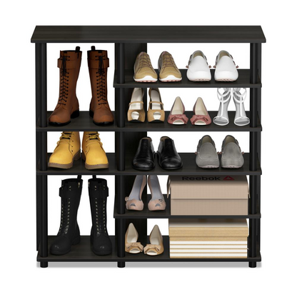 Turn-N-Tube Multi Storage Shoe Rack - Espresso/Black | Furinno