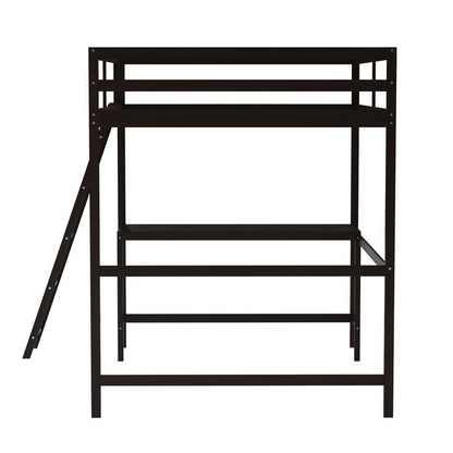 Riley Loft Bed Frame with Desk, Full Size Wooden Bed