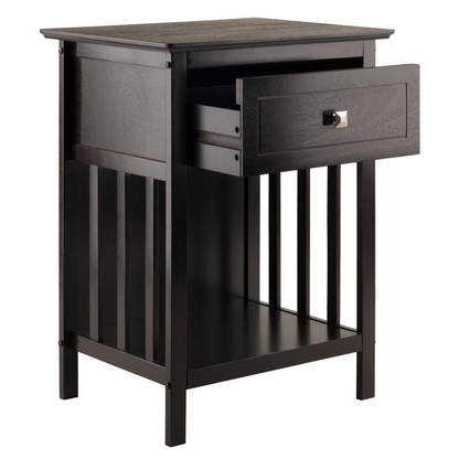 Marcel Accent Table in Coffee Finish - Mission-Style Design | Full-Size Drawer - Navarrete Furniture