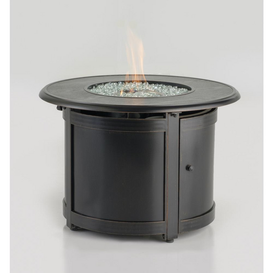 Manchester 36" Round Match Lit Gas Fire Pit Chat Table with Glacier Ice Firebeads