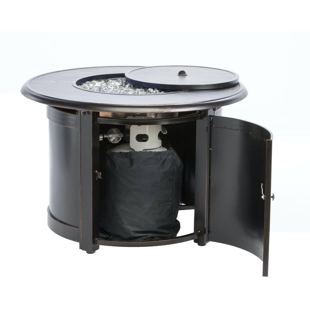 Manchester 36" Round Match Lit Gas Fire Pit Chat Table with Glacier Ice Firebeads