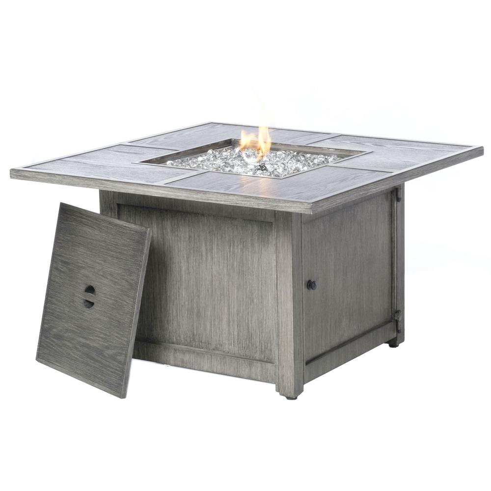 Cheyenne 40" Square Gas Fire Pit Chat Table with Glacier Ice Firebeads - Enhance Your Outdoor Space