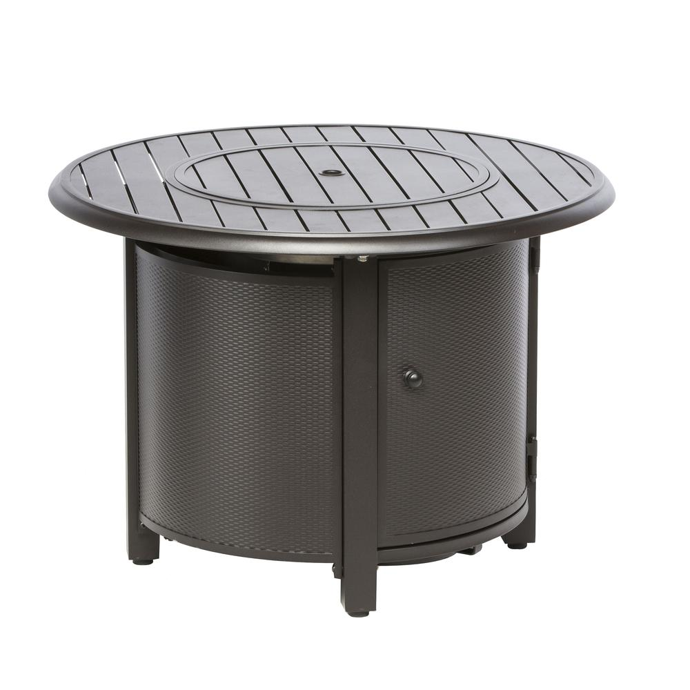 Bay Ridge 36" Round Gas Fire Pit/Chat Table with Glacier Ice Firebeads - Create Cozy Outdoor Ambiance