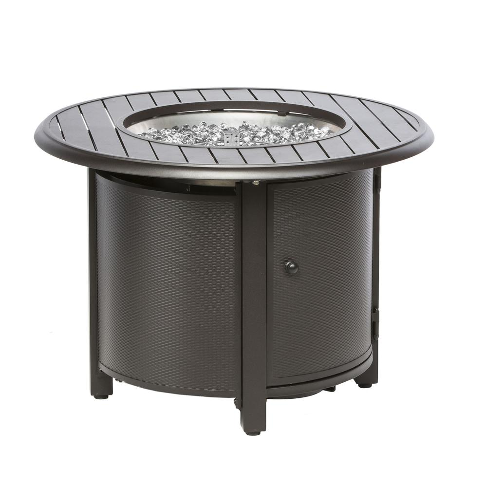 Bay Ridge 36" Round Gas Fire Pit/Chat Table with Glacier Ice Firebeads - Create Cozy Outdoor Ambiance