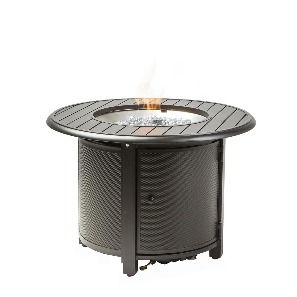 Bay Ridge 36" Round Gas Fire Pit/Chat Table with Glacier Ice Firebeads - Create Cozy Outdoor Ambiance