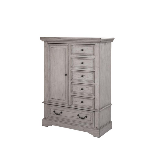 Stonebrook Antique Gray Gentleman's Chest - Distressed Finish, Multiple Storage Options