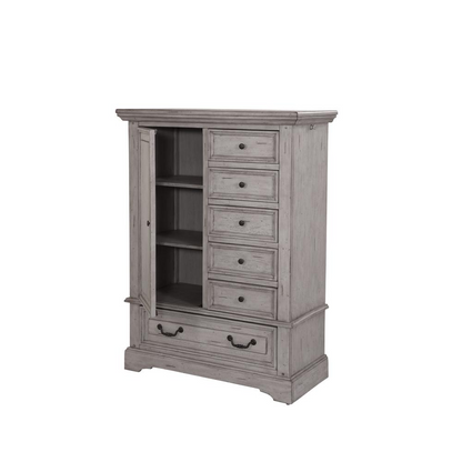 Stonebrook Antique Gray Gentleman's Chest - Distressed Finish, Multiple Storage Options