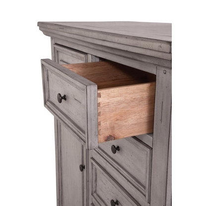 Stonebrook Antique Gray Gentleman's Chest - Distressed Finish, Multiple Storage Options