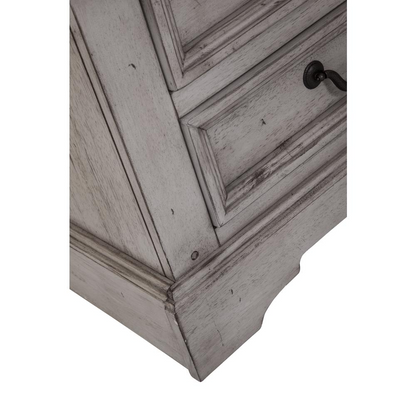 Stonebrook Small Nightstand - Antique Gray, 2 Drawers, Hammered Metal Knobs