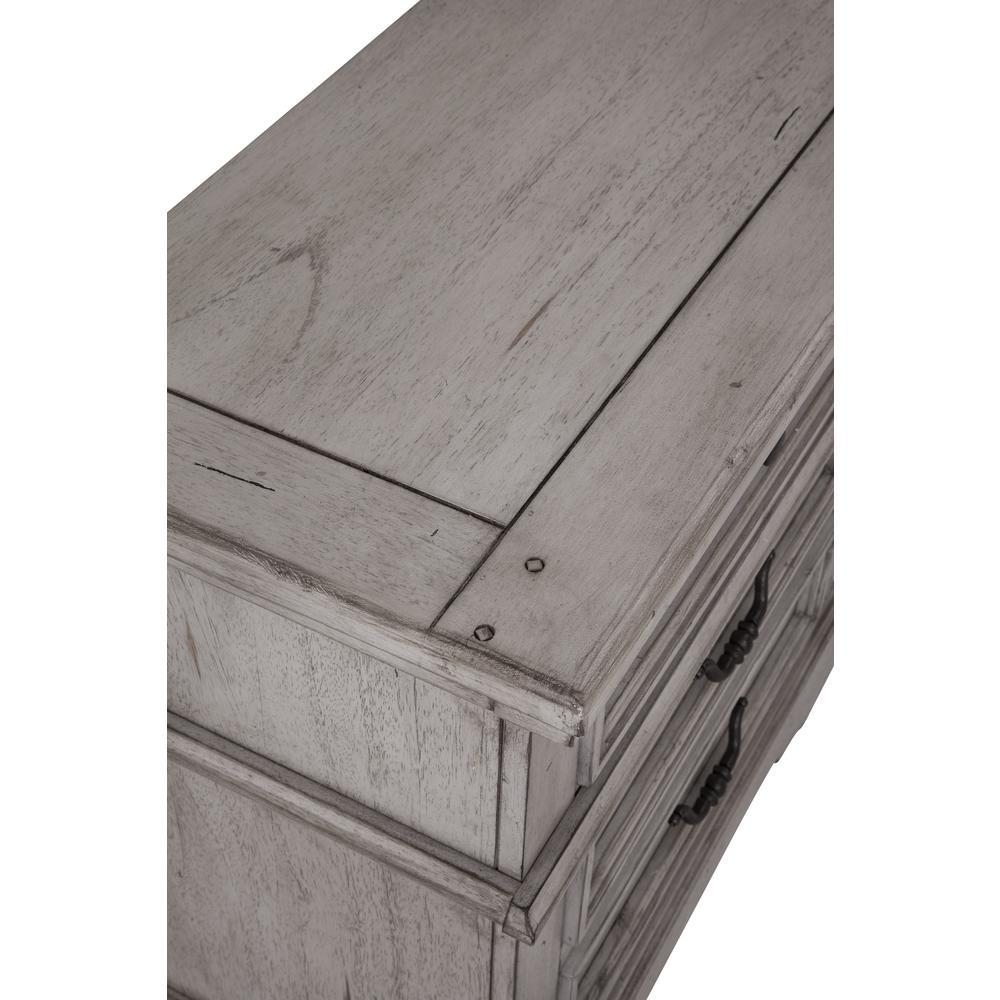 Stonebrook Small Nightstand - Antique Gray, 2 Drawers, Hammered Metal Knobs