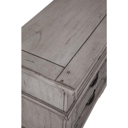 Stonebrook Small Nightstand - Antique Gray, 2 Drawers, Hammered Metal Knobs