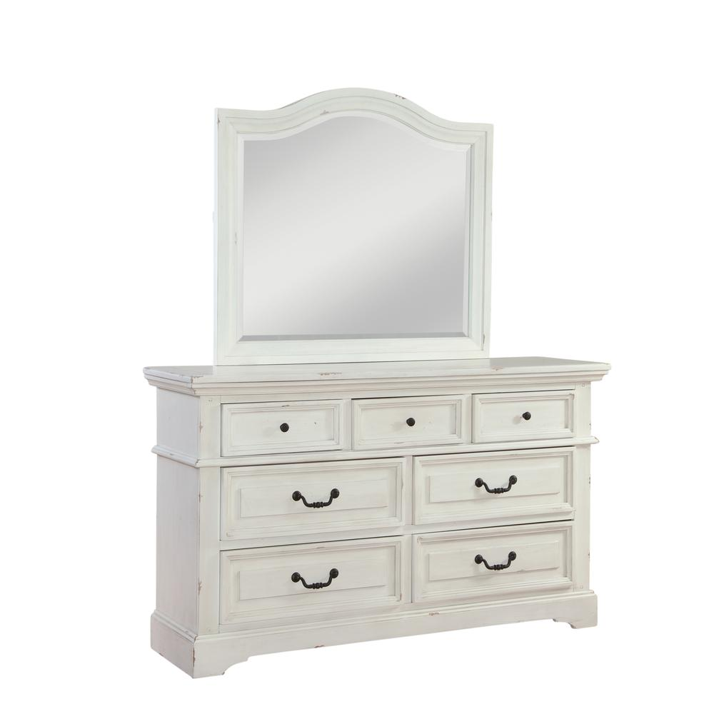 Stonebrook Antiqued White Dresser and Mirror - Distressed Antique White Finish