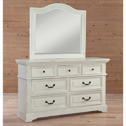 Stonebrook Antiqued White Dresser and Mirror - Distressed Antique White Finish