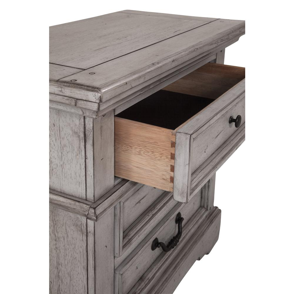 Stonebrook Nightstand - Antique Gray Finish - Abundant Storage - Hammered Metal Knobs