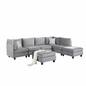 Contemporary Zelmira 7-Piece Gray Velvet Modular Sectional Sofa - Flexible & Chic Seating for Modern Living Spaces