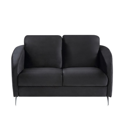 Sofia Black Velvet Modern Chic Loveseat Couch - Elegant and Comfortable