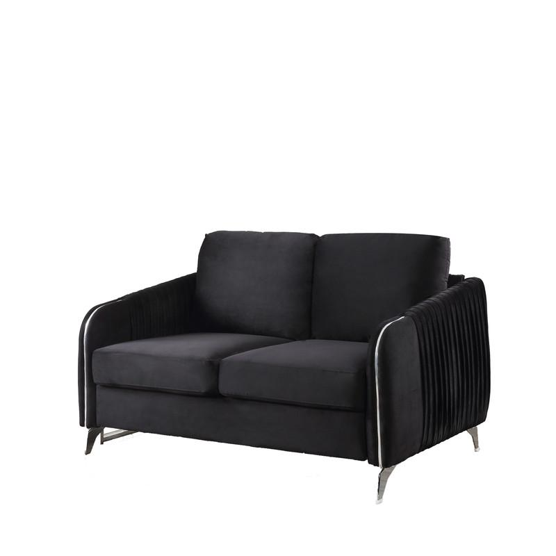 Hathaway Black Velvet Modern Chic Loveseat Couch - Elegant and Stylish