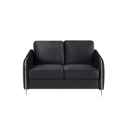 Hathaway Black Velvet Modern Chic Loveseat Couch - Elegant and Stylish