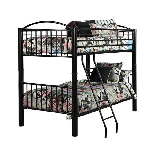 Heavy Metal Black Twin Over Twin Bunk Bed - Sturdy, Space-Saving Design