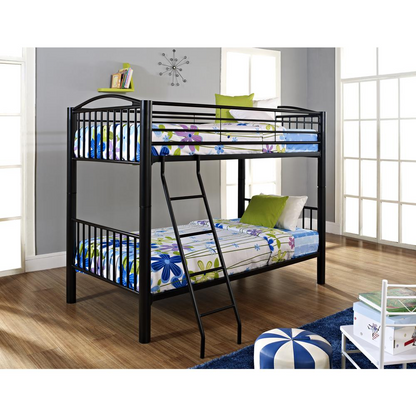 Heavy Metal Black Twin Over Twin Bunk Bed - Sturdy, Space-Saving Design