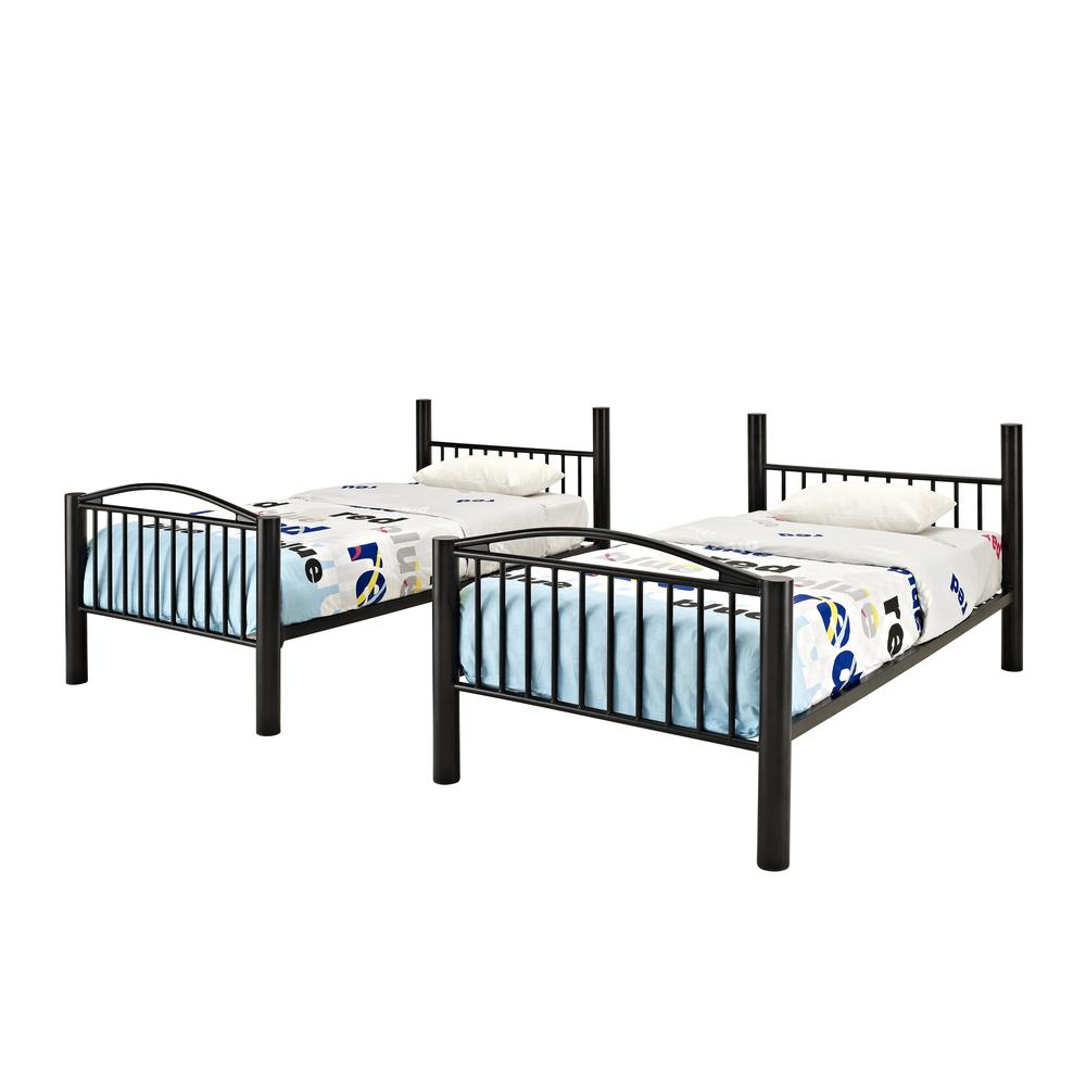 Heavy Metal Black Twin Over Twin Bunk Bed - Sturdy, Space-Saving Design