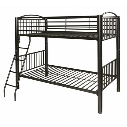 Heavy Metal Black Twin Over Twin Bunk Bed - Sturdy, Space-Saving Design