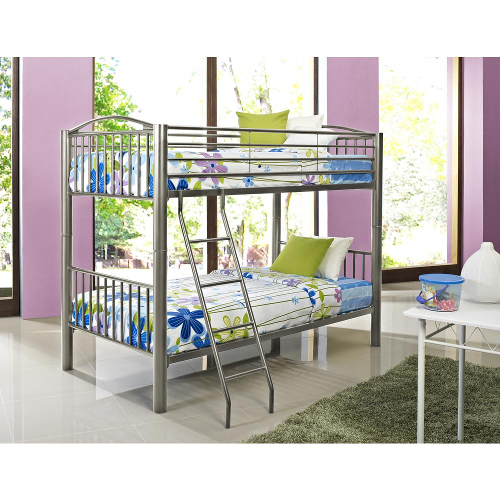 Heavy Metal Pewter Twin Over Twin Bunk Bed - Durable & Stylish