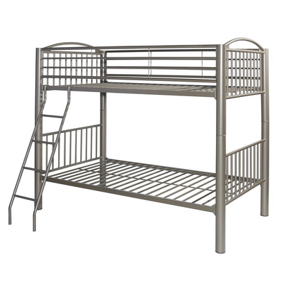 Heavy Metal Pewter Twin Over Twin Bunk Bed - Durable & Stylish