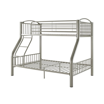 Twin over Full Pewter Bed - Sturdy Metal Bunk Bed