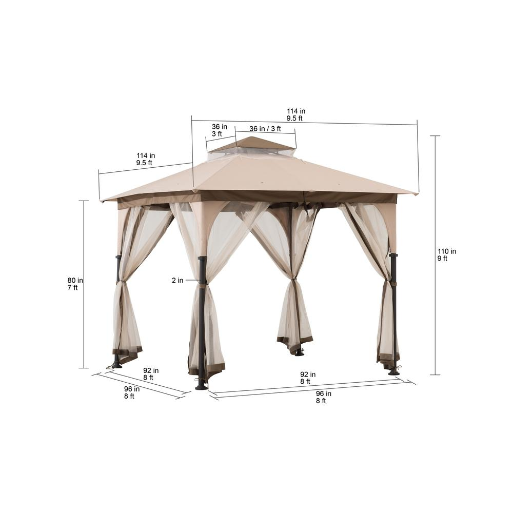 Patio 9.5 ft. x 9.5 ft. Tan and Brown 2-tone Steel Gazebo - Create Your Outdoor Oasis