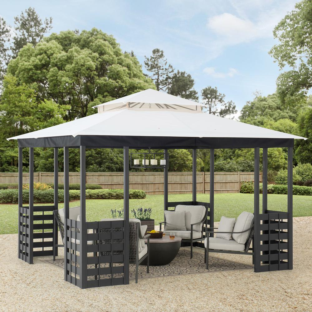 Brook Park Outdoor Patio Steel Frame 2-Tier Soft Top Gazebo with Canopy Roof