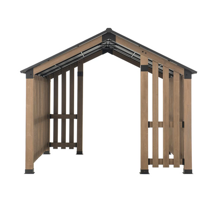 Sienna Outdoor Cedar Wood Framed Hot Tub Gazebo with Steel Hardtop, Matte Black