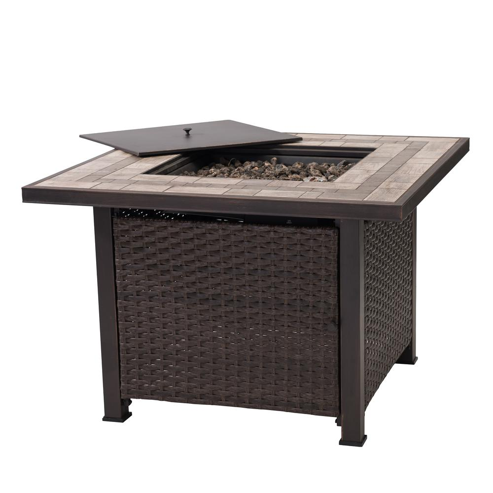 Sunjoy 38 in. Gas Fire Pit Table - Outdoor Propane-Powered Fire Pit Table