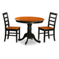 Classic 3-Piece Dining Set with 2 Elegant Wooden Chairs - Black & Cherry Finish