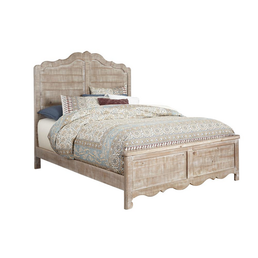 Queen Panel Bed - Solid Wood Planking with Vintage Chalk Finish