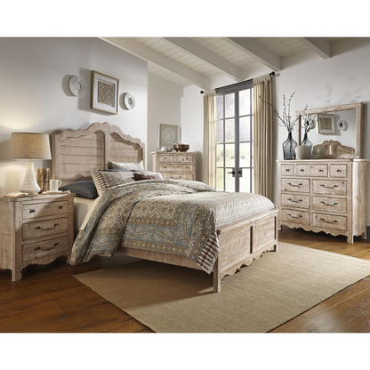 Queen Panel Bed - Solid Wood Planking with Vintage Chalk Finish