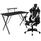 Black Gaming Desk and Reclining Gaming Chair Set with Cup Holder, Headphone Hook, and Monitor/Smartphone Stand