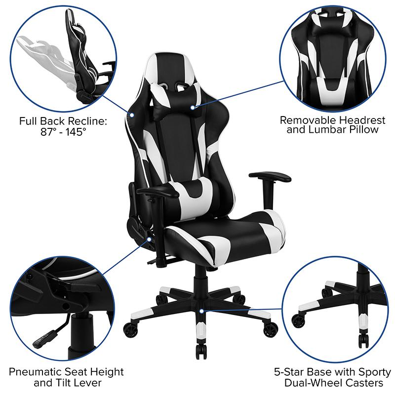 Black Gaming Desk and Reclining Gaming Chair Set with Cup Holder, Headphone Hook, and Monitor/Smartphone Stand