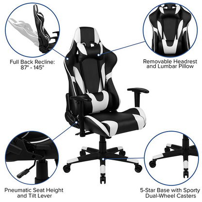 Black Gaming Desk and Reclining Gaming Chair Set with Cup Holder, Headphone Hook, and Monitor/Smartphone Stand