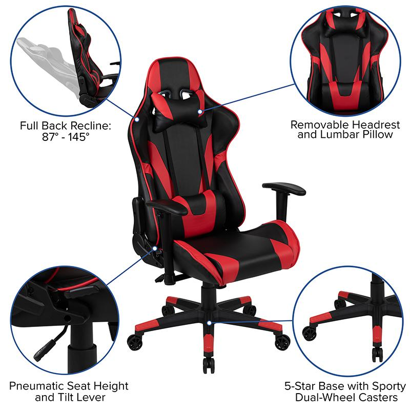 Black Gaming Desk and Red/Black Reclining Gaming Chair Set