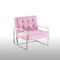 Beethoven Velvet Accent Chair: Pink Elegance with Silver Plating - Shop Now!