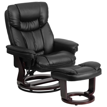 Contemporary Multi-Position Recliner and Curved Ottoman with Swivel - Comfort and Style Combined