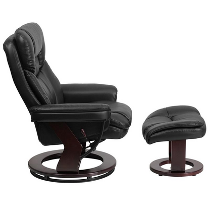 Contemporary Multi-Position Recliner and Curved Ottoman with Swivel - Comfort and Style Combined