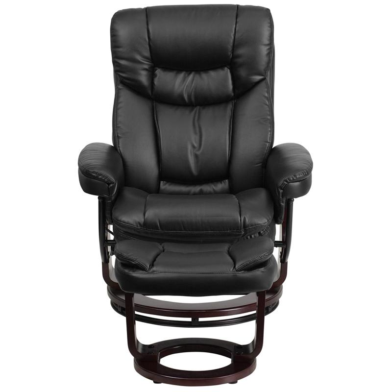 Contemporary Multi-Position Recliner and Curved Ottoman with Swivel - Comfort and Style Combined