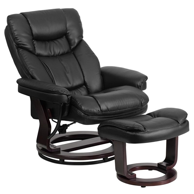 Contemporary Multi-Position Recliner and Curved Ottoman with Swivel - Comfort and Style Combined