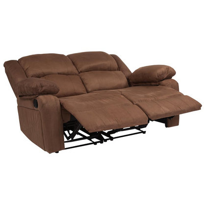 Harmony Series Chocolate Brown Microfiber Loveseat with Two Built-In Recliners