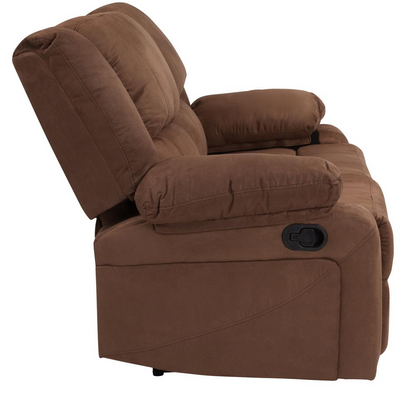 Harmony Series Chocolate Brown Microfiber Loveseat with Two Built-In Recliners