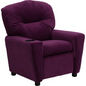 Contemporary Purple Microfiber Kids Recliner with Cup Holder - Fun & Functional