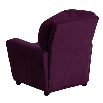 Contemporary Purple Microfiber Kids Recliner with Cup Holder - Fun & Functional