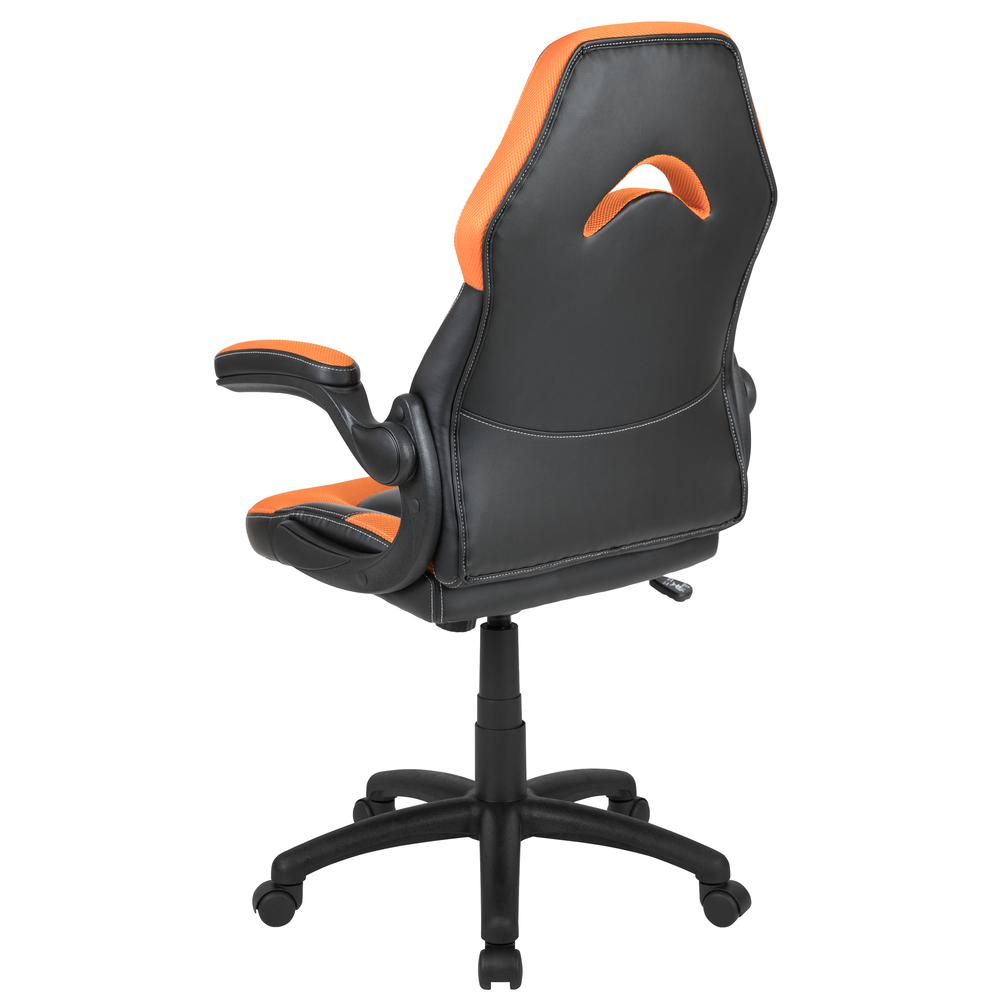 X10 Gaming Chair Racing Office Ergonomic Computer PC Adjustable Swivel Chair with Flip-up Arms, Orange/Black LeatherSoft